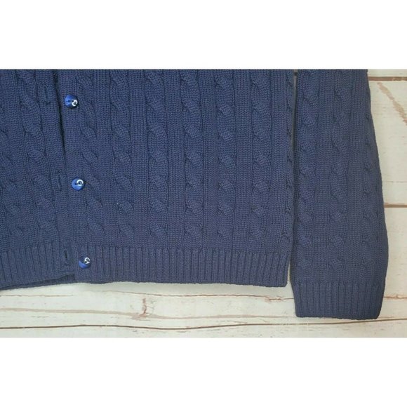 Appleseeds Petites Blue Petite Medium Button Up Sweater With Blue Gem Buttons - Picture 7 of 10